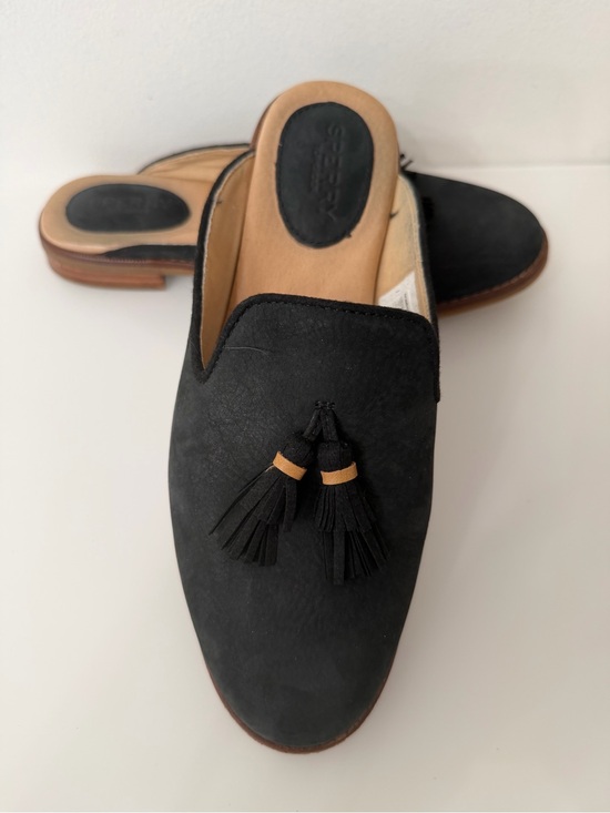 Sperry Shoes - Sperry Black Tassel Backless Loafers Suede Size 8